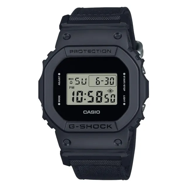 【CASIO 卡西歐】G-SHOCK 百搭酷黑 街頭潮流 CORDURA 尼龍錶帶 經典方型(DW-5600BCE-1)