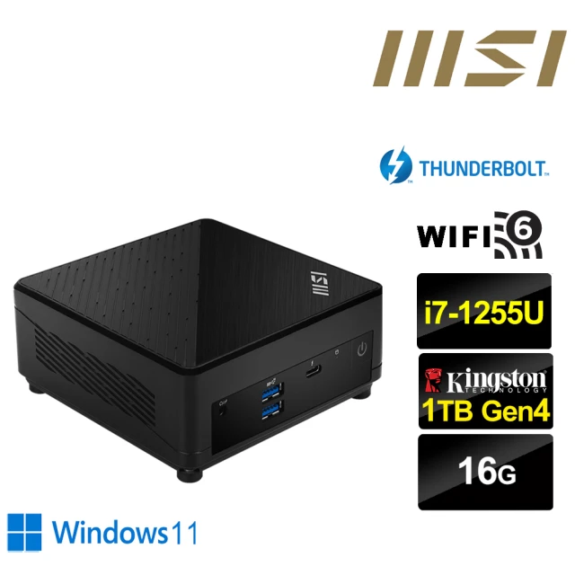 【MSI 微星】Cubi5 12M i7十核{龍魂遊俠W} Win11迷你電腦(i7-1255U/16G/1TB M.2)