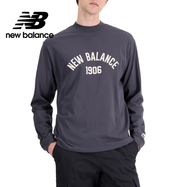 NEW BALANCE NB 簡約LOGO親膚長袖上衣_男性_墨灰色_MT33555ACK(美版 版型偏大)