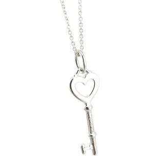 【Tiffany&Co. 蒂芙尼】925純銀-愛心鑰匙吊飾項鍊