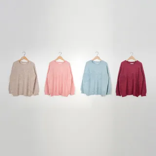 【MOSS CLUB】巢格拉克蘭袖長袖針織上衣(藍 紅 粉 駝/魅力商品)