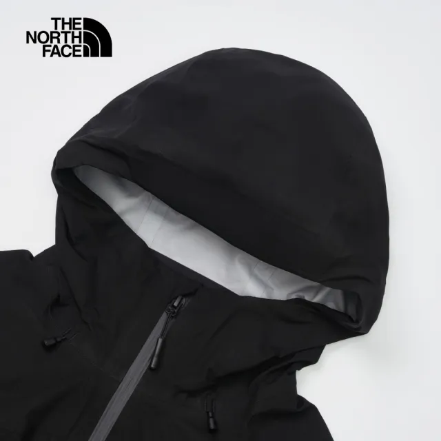 【The North Face 官方旗艦】北面女款黑色防水透氣連帽衝鋒衣｜89SWJK3