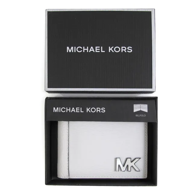 【Michael Kors】男款防刮皮革短夾禮盒(白色)