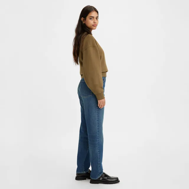 【LEVIS】LMC女款復古高腰舒適直筒牛仔長褲/及踝款 熱賣單品 75645-0022