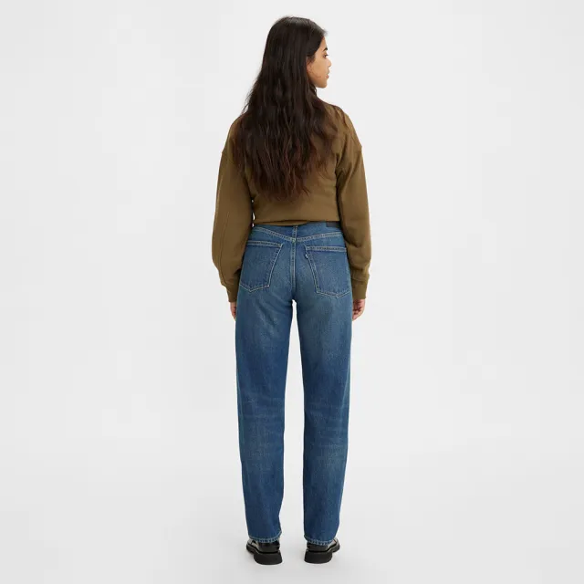 【LEVIS】LMC女款復古高腰舒適直筒牛仔長褲/及踝款 熱賣單品 75645-0022