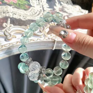 【赫本珠寶】天然透體淡綠設計師小眾款水晶手鍊