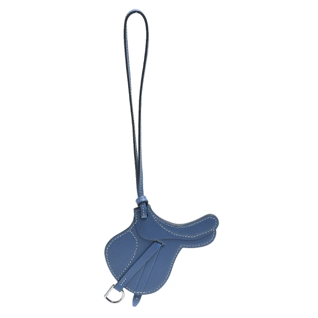 Hermes 愛馬仕 PADDOCK SELLE馬鞍造型小牛皮鑰匙圈/吊飾(瑪瑙藍H063611CK-Bleu Agate)