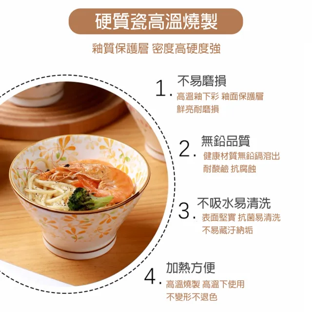 【樂邁家居】日式 四季繁花陶瓷碗 4入 盒裝(質感餐具/釉下彩工藝/和風食器)