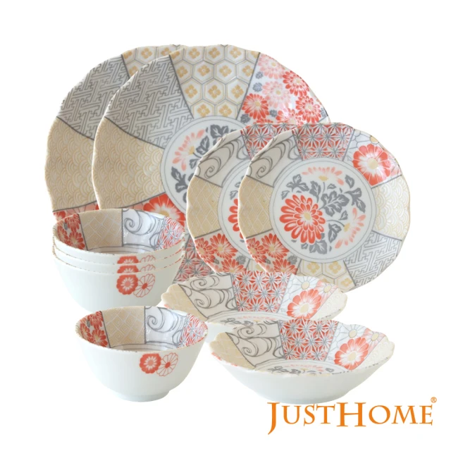 【Just Home】日本製祥瑞陶瓷碗盤餐具10件組-飯碗+盤(日本製 中式飯碗 盤)