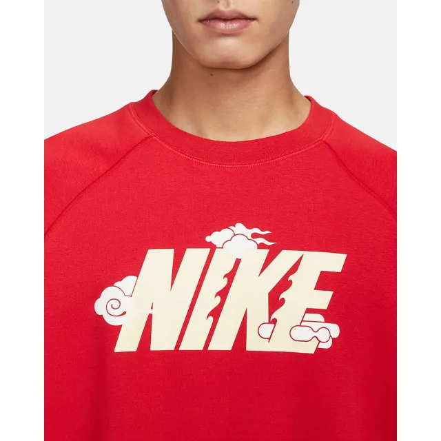 NIKE 耐吉 長袖上衣 大學T CNY 龍年限定款 休閒 AS M NSW CNY CREW GCEL 男款 紅(FZ6374657)