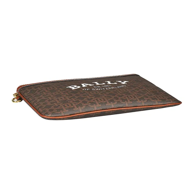 【BALLY】BALLY CERTHE 白字LOGO印花TPU拉鍊手拿包(棕)