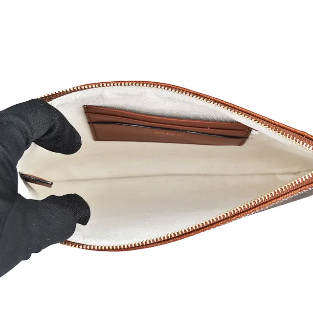 【BALLY】BALLY CERTHE 白字LOGO印花TPU拉鍊手拿包(棕)