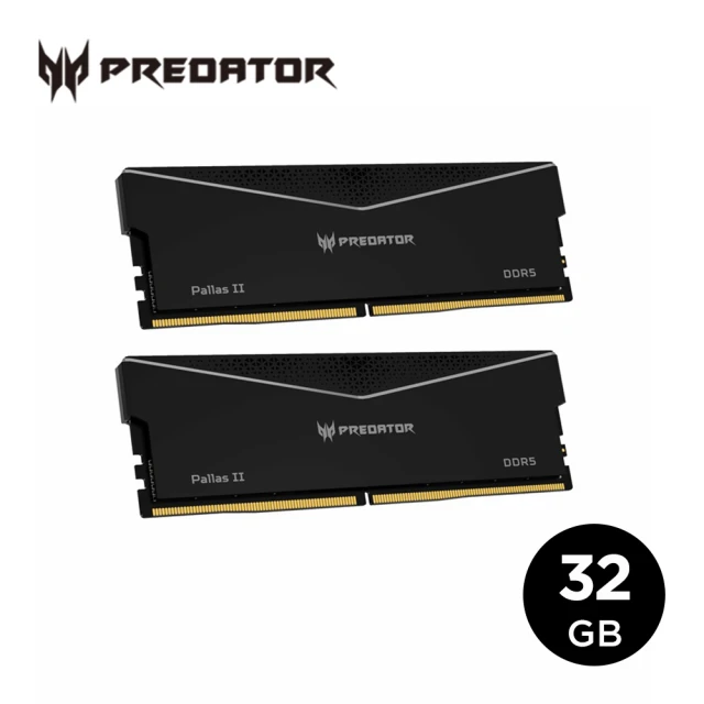 Acer 宏碁 Predator PallasII DDR5-6000 32GB超頻桌上型記憶體 黑色(16G*2 CL30)