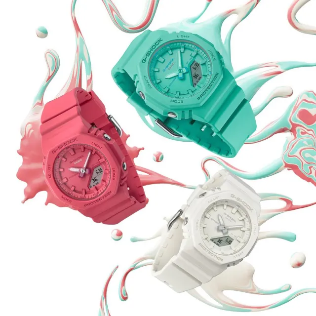 【CASIO 卡西歐】G-SHOCK 韓團 ITZY Tone-on-Tone 亮櫻花粉 同色時尚 八角形錶殼(GMA-P2100-4A)