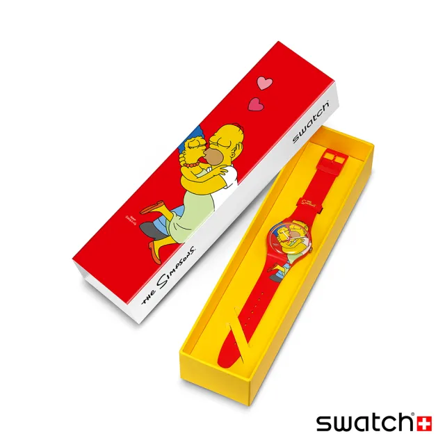 【SWATCH】New Gent 原創系列手錶  SWEET EMBRACE 辛普森家庭 荷馬愛美枝 男錶 女錶 手錶 瑞士錶 錶(41mm)