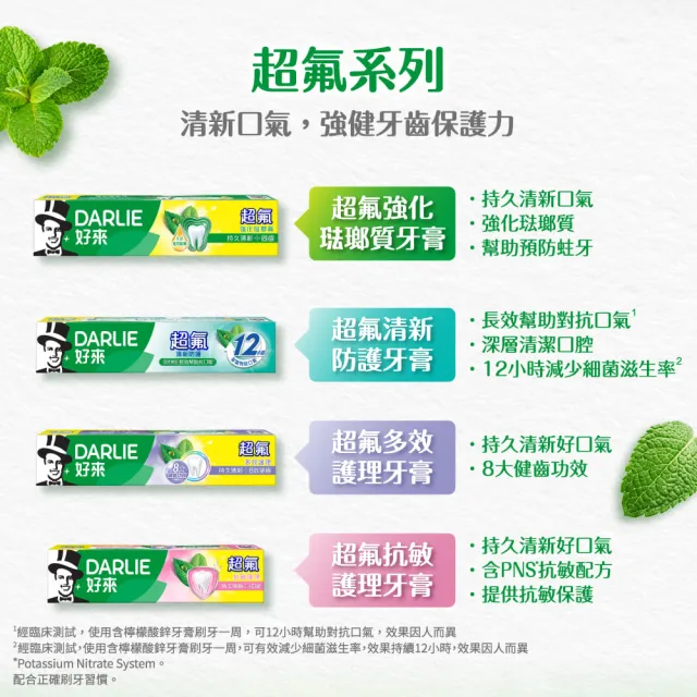 【DARLIE 好來】超氟強化琺瑯質牙膏250gX2入(防蛀/強健牙齒)