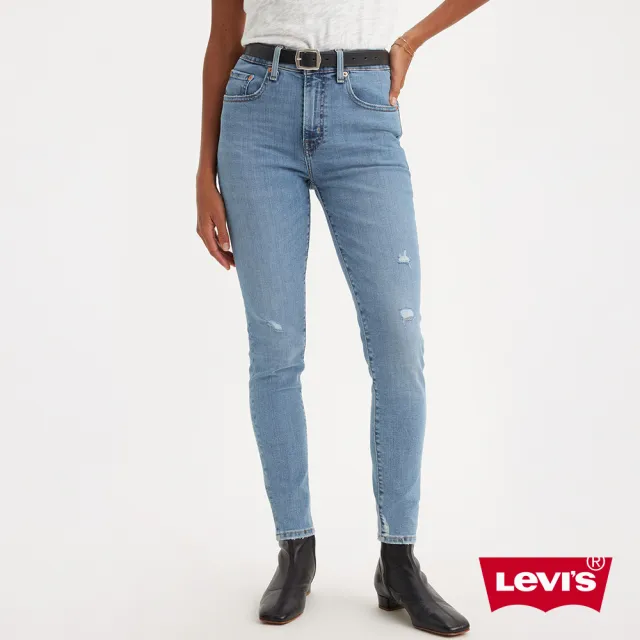 【LEVIS 官方旗艦】女款 721高腰緊身窄管牛仔長褲 / 淺藍水洗破壞加工 / 彈性布料 熱賣單品 18882-0687