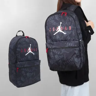 【NIKE 耐吉】後背包 Air Jordan 黑 紅 大空間 多夾層 13吋 軟墊 雙肩包 背包(JD2413006AD-001)