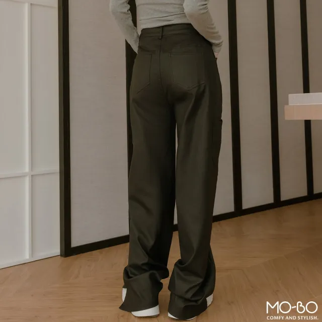 【MO-BO】帥氣工裝風格皮長褲