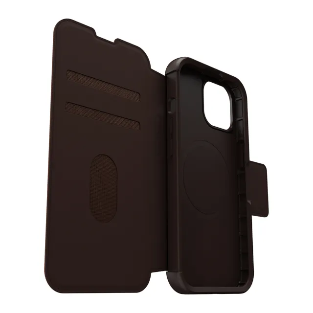 【OtterBox】iPhone 15 6.1吋 Strada 步道者系列真皮掀蓋保護殼-棕(支援MagSafe)