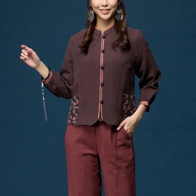 【古典美】38101刺繡配色小外套(茶禪服/中國風/國服/漢服/手染服/棉麻/亞麻/天然纖維)