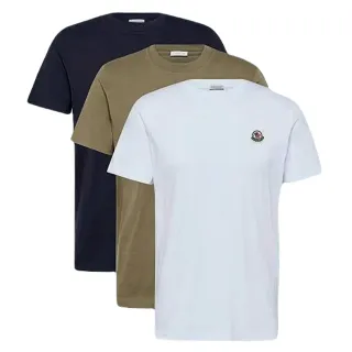 【MONCLER】男款 品牌LOGO 短袖純棉T恤 深藍色、墨綠色、白色三件一組(S號、M號、L號、XL號、XXL號)