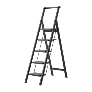 【YOUFONE】扶手五步梯加厚碳鋼折疊梯/加厚多功能人字梯(黑色/白色)