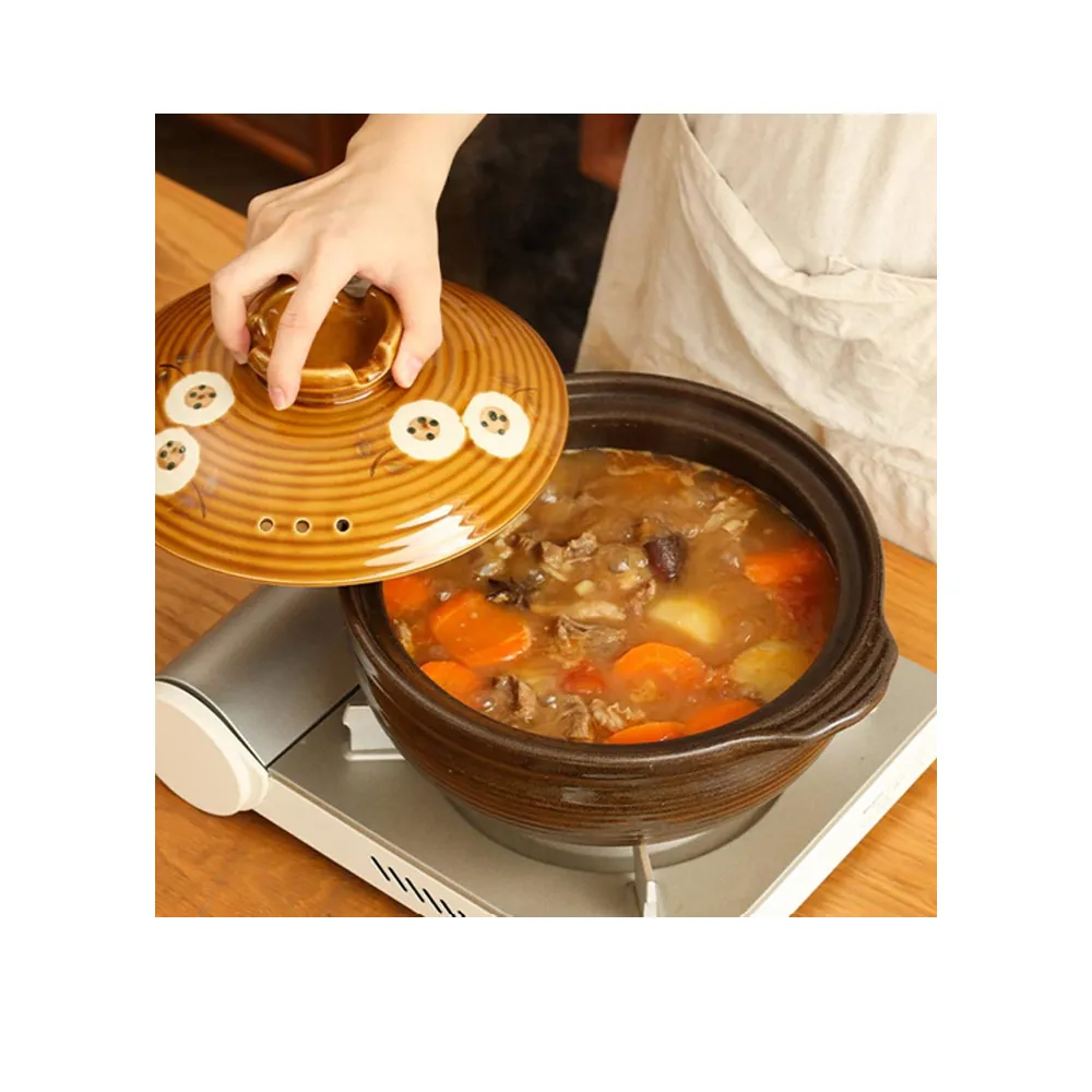 【好拾物】日式和風朝顏款陶鍋2000ML 陶鍋 土鍋 湯鍋 燉鍋 砂鍋 燉煮