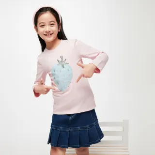 【GAP】女童裝 純棉趣味圓領長袖T恤-粉紅色(890398)