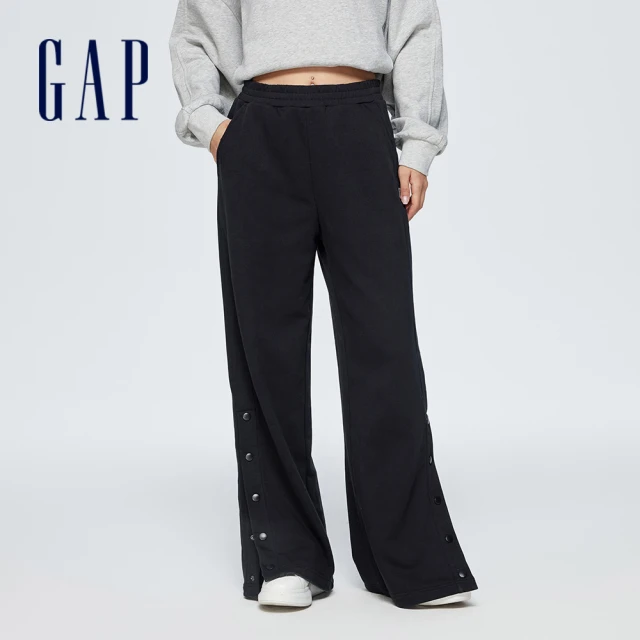 GAPGAP 女裝 Logo鬆緊寬褲-黑色(876143)