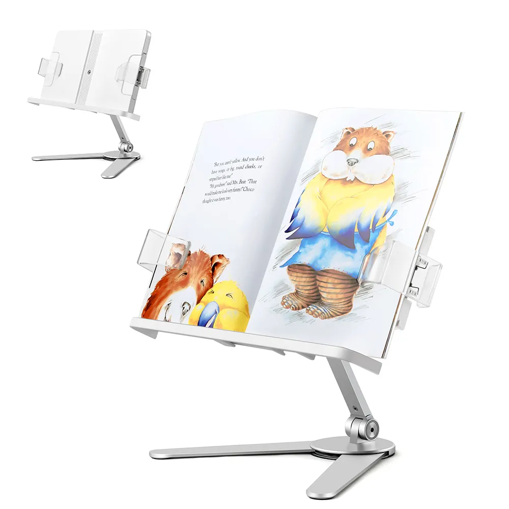 【Ermutek 二木科技】桌上型鋁合金可摺疊式閱讀書架(多功能夾設計/可放書籍/平板/樂譜/高度/角度輕鬆調節)