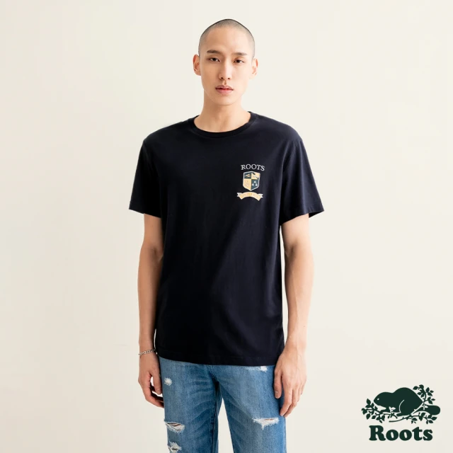 Roots Roots 男裝-摩登都市系列 雙面布拼接圓領上