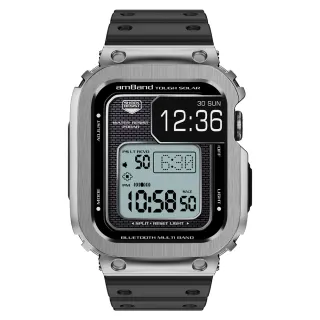 【Amband】Apple Watch 專用保護殼  銀色軍規級鋼殼 X TPU 錶帶(45mm - Apple Watch 8 / 7)