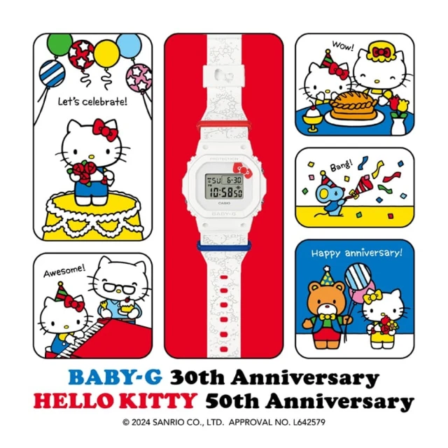 CASIO 卡西歐CASIO 卡西歐 BABY-G X HELLO KITTY 50 週年紀念雙慶企劃(BGD-565KT-7)