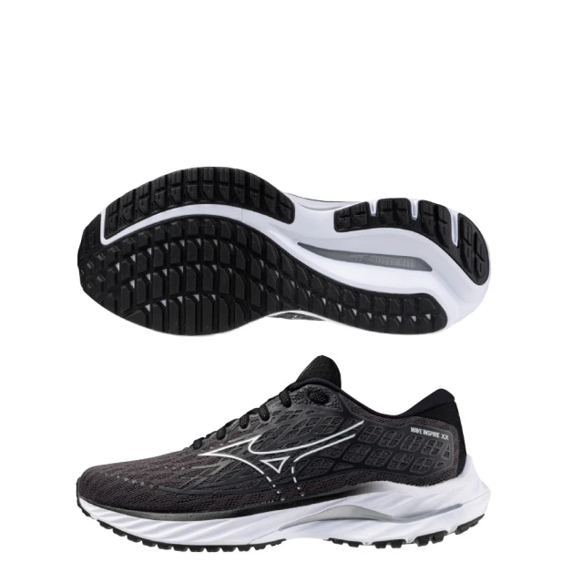 MIZUNO 美津濃MIZUNO 美津濃 WAVE INSPIRE 20 SW 女款 超寬楦 支撐型 慢跑鞋 黑白(J1GD244622)