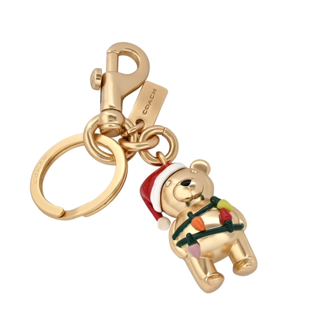 COACH 金屬小熊掛扣單環鑰匙圈(耶誕燈飾)