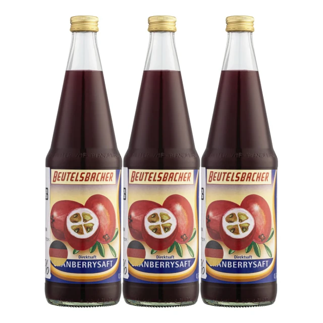 Beutelsbacher 蔓越莓果汁 700ml*3瓶(德國原裝進口)