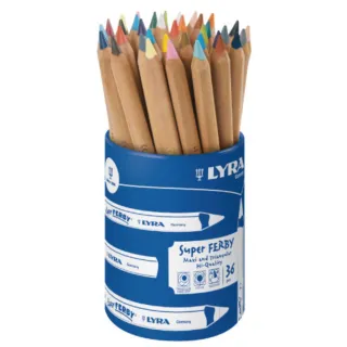 【德國LYRA】三角原木色彩鉛筆17.5cm-36支/筆桶裝