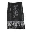 【COACH】新款馬車LOGO寬版羊毛圍巾、披巾(黑灰)