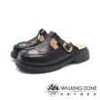 【WALKING ZONE】女 MIT圓頭皮釦穆勒拖鞋 女鞋(黑色)