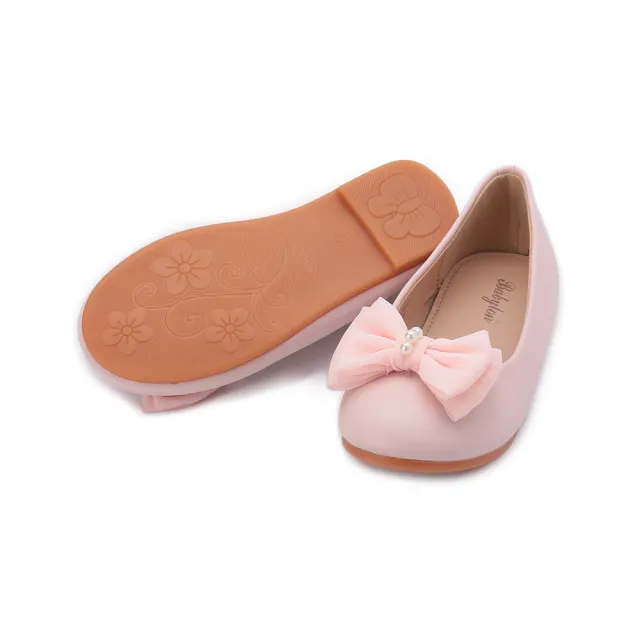 【鞋全家福】21-23.5cm BABYLON 珍珠雙層蝴蝶結娃娃鞋 粉 大童鞋