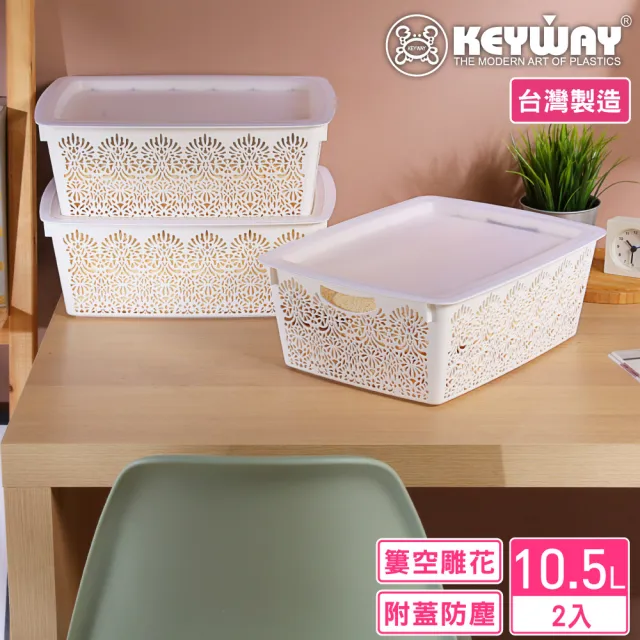 【KEYWAY 聯府】中哲學家收納籃-2入(附蓋 置物籃 MIT台灣製造)