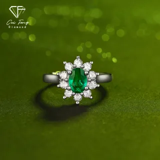 【CF Diamond】女戒 培育祖母綠 雙11 1克拉《若葉》(哥倫比亞祖母綠 戒指 女戒 鑽戒 生日 禮物)