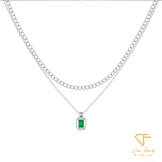 【CF Diamond】項鍊 培育祖母綠 50分《花跡》(雙11 哥倫比亞祖母綠 鑽石 項鍊 生日 禮物)