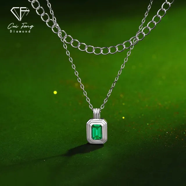 【CF Diamond】項鍊 培育祖母綠 50分《花跡》(雙11 哥倫比亞祖母綠 鑽石 項鍊 生日 禮物)