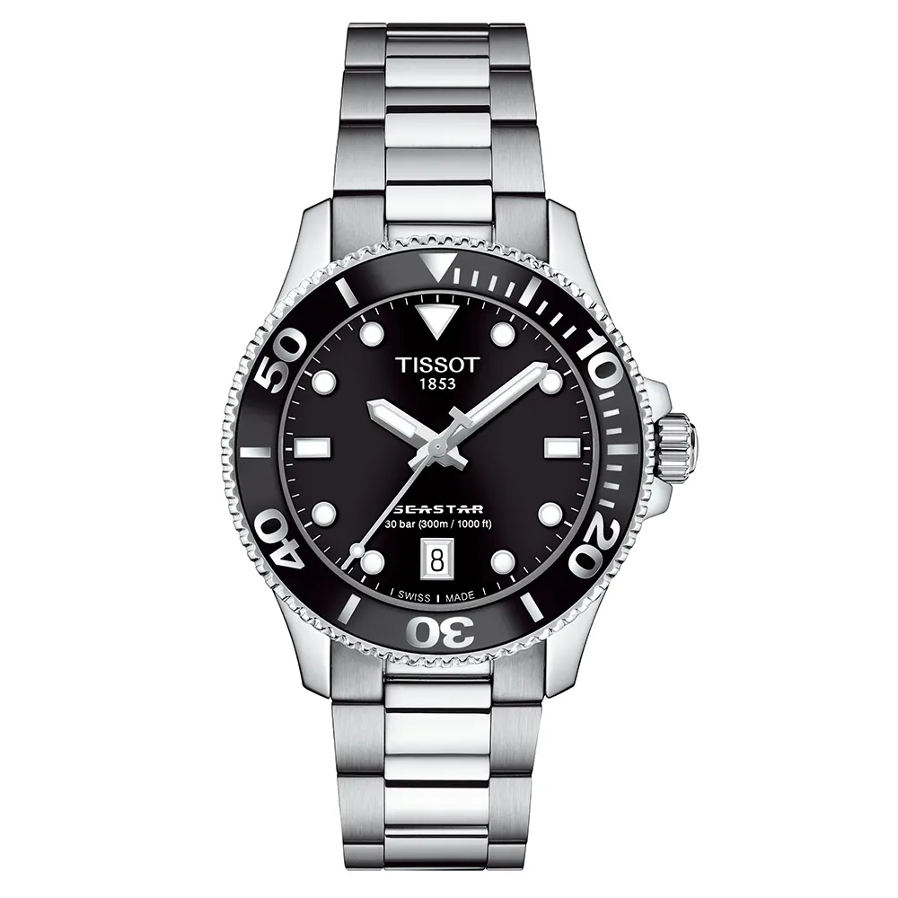 【TISSOT 天梭】官方授權 Seastar 1000 海洋之星300米潛水女錶 母親節 送禮 禮物(T1202101105100)