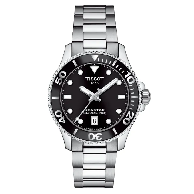 【TISSOT 天梭】官方授權 Seastar 1000 海洋之星300米潛水女錶 母親節 送禮 禮物(T1202101105100)
