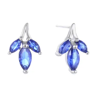【925 STARS】純銀925輕奢閃耀藍水晶氣質造型耳環(純銀925耳環 水晶耳環)