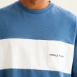 【Arnold Palmer 雨傘】男裝-小口袋撞色拼接純棉厚磅T恤(藍色)