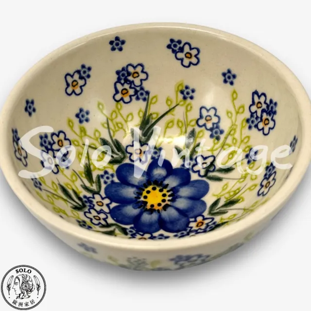 【SOLO 波蘭陶】波蘭製 Vena 波蘭陶 12CM 中式碗 藍色春宴系列